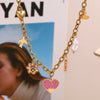 Wholesale Women's Fashion Drop Oil Necklace With Heart Flower Geometric Pendant Stainless Steel Titanium Steel 18K Gold Plated