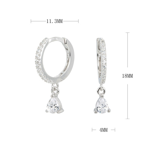 Wholesale Women's Fashion Earrings S925 Sterling Silver Fanshaped Drop Style With Brushed French Ear Buckle