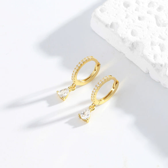 Wholesale Women's Fashion Earrings S925 Sterling Silver Fanshaped Drop Style With Brushed French Ear Buckle