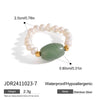 Wholesale Women's Fashion Elegant Geometric Stainless Steel Freshwater Pearl Ring Jewelry With Electroplating And Elastic Rope