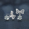 Wholesale Women's Fashion Elegant Moissanite 925 Sterling Silver Bow Tie Earrings With Diamond Design
