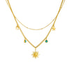 Wholesale Women's Fashion Elegant Stainless Steel Double Layer Stacked Clavicle Chain Necklace With Sun Moon And Star Shape Electroplated Design