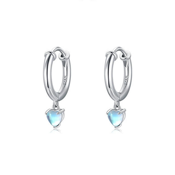 Wholesale Women's Fashion Elegant 925 Sterling Silver Ring And Earrings With Moonstone And Zircon Inlay Love Water Drops Bell Pattern