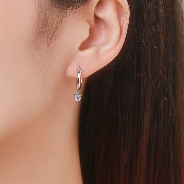 Wholesale Women's Fashion Elegant 925 Sterling Silver Ring And Earrings With Moonstone And Zircon Inlay Love Water Drops Bell Pattern