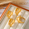 Wholesale Women's Fashion Exaggerated 3D Arc Ring Stainless Steel Geometric Style 18K Gold Plated