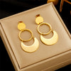 Wholesale Women's Fashion Exaggerated Geometric Circle Titanium Steel Earrings With Electroplating