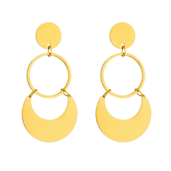 Wholesale Women's Fashion Exaggerated Geometric Circle Titanium Steel Earrings With Electroplating