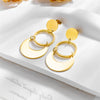 Wholesale Women's Fashion Exaggerated Geometric Circle Titanium Steel Earrings With Electroplating