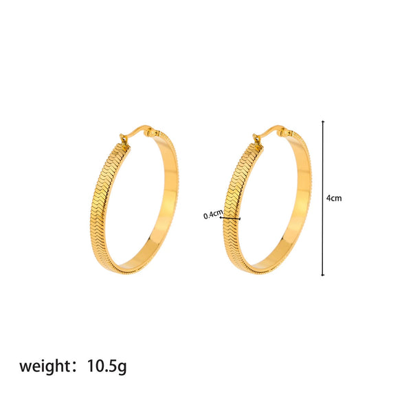 Wholesale Women's Fashion Exaggerated Personality Circle Earrings With 18K Golden Stainless Steel Snake Chain And Pvdp Furnace Real Gold Treatment Geometric Styling