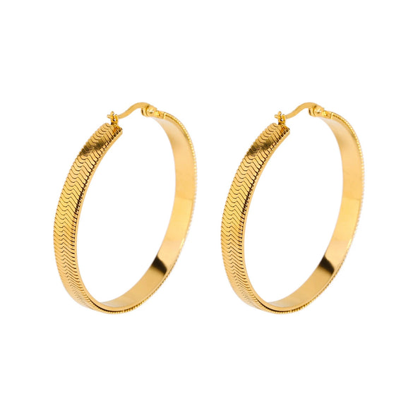 Wholesale Women's Fashion Exaggerated Personality Circle Earrings With 18K Golden Stainless Steel Snake Chain And Pvdp Furnace Real Gold Treatment Geometric Styling