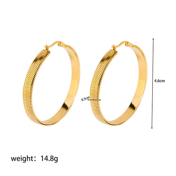 Wholesale Women's Fashion Exaggerated Personality Circle Earrings With 18K Golden Stainless Steel Snake Chain And Pvdp Furnace Real Gold Treatment Geometric Styling