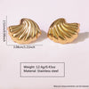 Wholesale Women's Fashion Exaggerated Stainless Steel Geometric Irregular Fanshaped Scalloped Electroplated Earrings