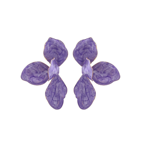 Wholesale Women's Fashion Exaggerated Zinc Alloy Flower Petal Dripping Oil Earrings