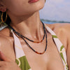 Wholesale Women's Fashion Exquisite Geometric 316L Stainless Steel And Lapis Lazuli Red Agate Beaded Clavicle Necklace With Electroplating