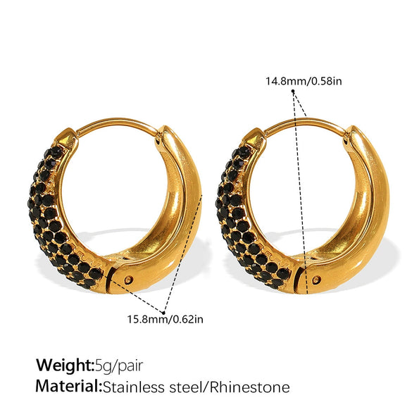 Wholesale Women's Fashion Exquisite 316L Stainless Steel Earrings Round Design Diamond Simple Ear Buckle Electroplated Highend Jewelry