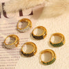 Wholesale Women's Fashion Exquisite 316L Stainless Steel Earrings Round Design Diamond Simple Ear Buckle Electroplated Highend Jewelry