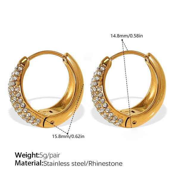 Wholesale Women's Fashion Exquisite 316L Stainless Steel Earrings Round Design Diamond Simple Ear Buckle Electroplated Highend Jewelry