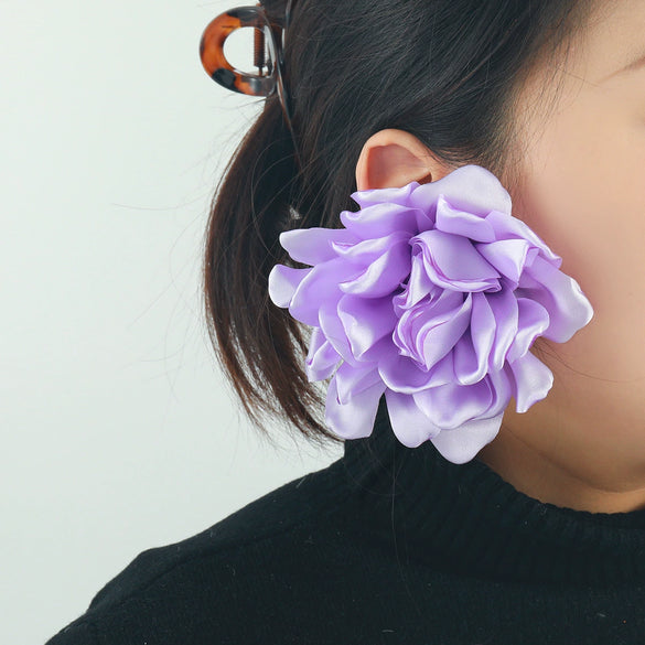 Wholesale Women's Fashion Fabric Handmade Flower Petals Earrings
