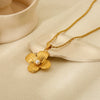 Wholesale Women's Fashion Flower Pattern Stainless Steel And Titanium Steel Necklace With 18K Gold Electroplating