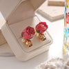 Wholesale Women's Fashion Flower Shape Beads Real Flower Rose Earrings With Electroplating
