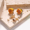 Wholesale Women's Fashion Flower Shape Beads Real Flower Rose Earrings With Electroplating