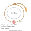 Wholesale Women's Fashion Flowershaped Stainless Steel Vacuum Plated Pink Enamel Serrated Petal Bracelet