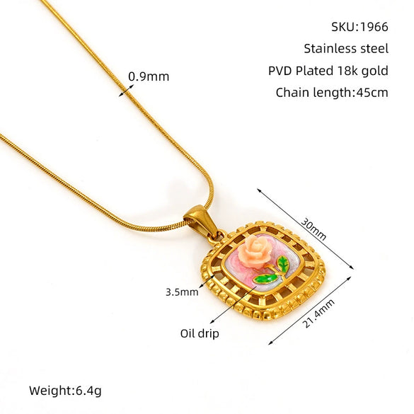 Wholesale Women's Fashion Flowershaped Tulip Pendant Necklace With Electroplated Titanium Steel And O Word Chain