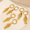 Wholesale Women's Fashion Fresh Style Fish Eye 316L Stainless Steel 18K Gold Plated Marine Earrings