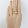 Wholesale Women's Fashion Freshwater Pearl And Copper Ring With Butterfly And Micro Set Zircon