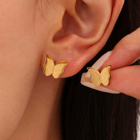 Wholesale Women's Fashion Frosted Butterfly Ferris Wheel Jewelry Set Electroplated Stainless Steel And Titanium Steel