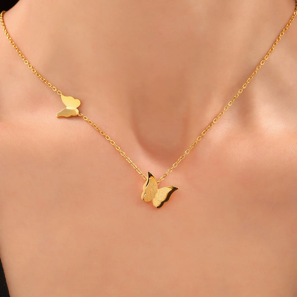 Wholesale Women's Fashion Frosted Butterfly Ferris Wheel Jewelry Set Electroplated Stainless Steel And Titanium Steel