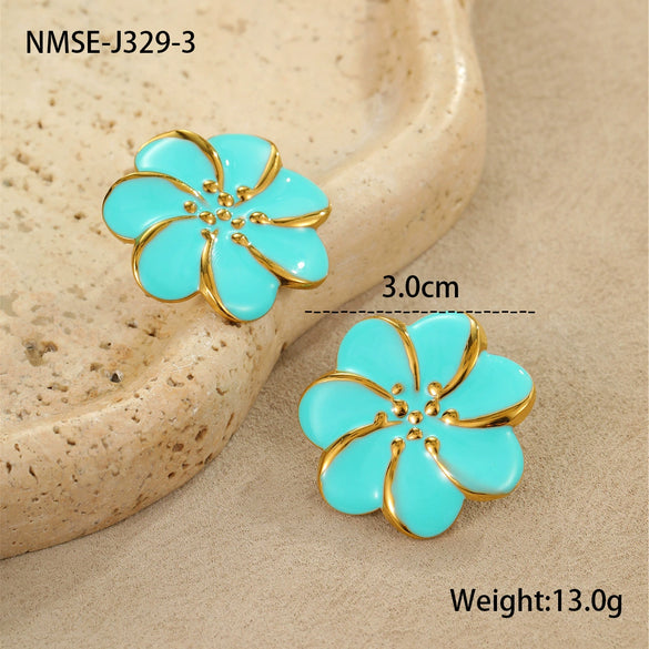 Wholesale Women's Fashion Geometric And Floral Stainless Steel Electroplated Ear Jewelry