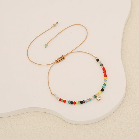 Wholesale Women's Fashion Geometric Artificial Crystal Woven Bracelet