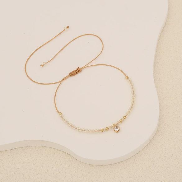 Wholesale Women's Fashion Geometric Artificial Crystal Woven Bracelet