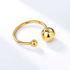 Wholesale Women's Fashion Geometric Asymmetric Round Bead Copper Ring With Electroplating