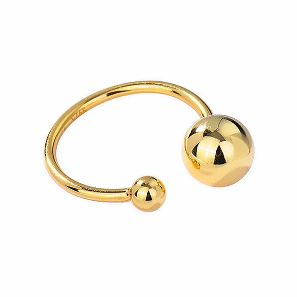 Wholesale Women's Fashion Geometric Asymmetric Round Bead Copper Ring With Electroplating