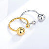 Wholesale Women's Fashion Geometric Asymmetric Round Bead Copper Ring With Electroplating