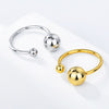Wholesale Women's Fashion Geometric Asymmetric Round Bead Copper Ring With Electroplating