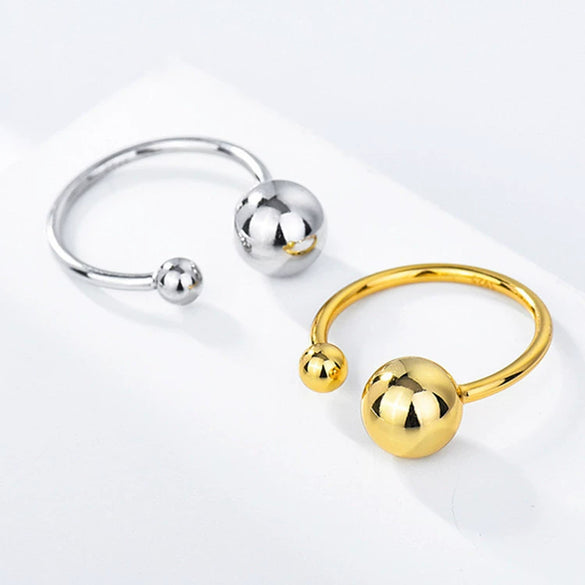 Wholesale Women's Fashion Geometric Asymmetric Round Bead Copper Ring With Electroplating