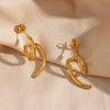 Wholesale Women's Fashion Geometric Asymmetrical Curve Stainless Steel 18K Gold Plated Earrings Jewelry