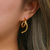Wholesale Women's Fashion Geometric Asymmetrical Curve Stainless Steel 18K Gold Plated Earrings Jewelry