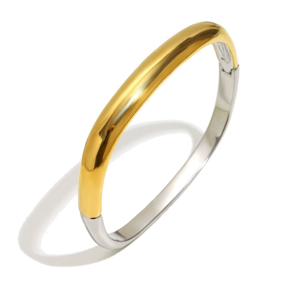 Wholesale Women's Fashion Geometric Asymmetrical Round Buckle Stainless Steel 18K Gold Plated Hand Bracelet