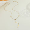 Wholesale Women's Fashion Geometric Butterfly Tassel Clavicle Chain Stainless Steel Electroplated Yshaped Chain