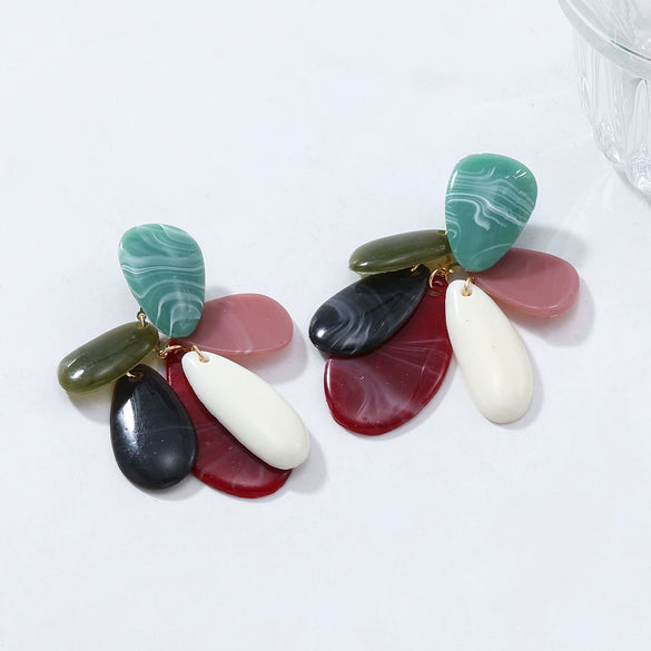 Wholesale Women's Fashion Geometric Color Matching Plastic And Resin Handmade Earrings