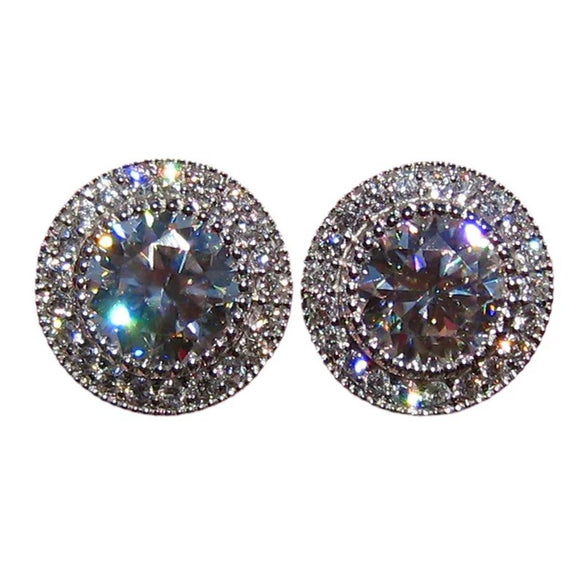 Wholesale Women's Fashion Geometric Copper Earrings Inlaid With Zircon