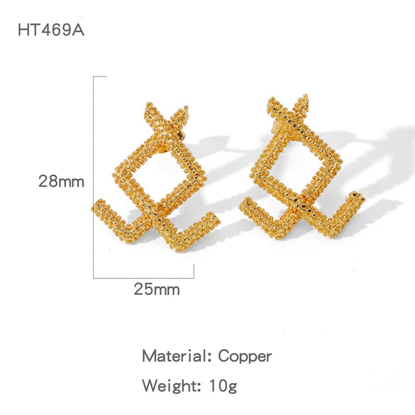 Wholesale Women's Fashion Geometric Copper Electroplated Earrings