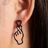 Wholesale Women's Fashion Geometric Copper Hollowout Heart Earrings With Electroplating