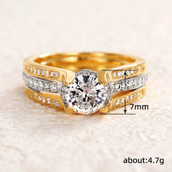Wholesale Women's Fashion Geometric Copper Ring Inlaid With Zircon