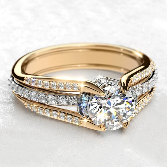 Wholesale Women's Fashion Geometric Copper Ring Inlaid With Zircon
