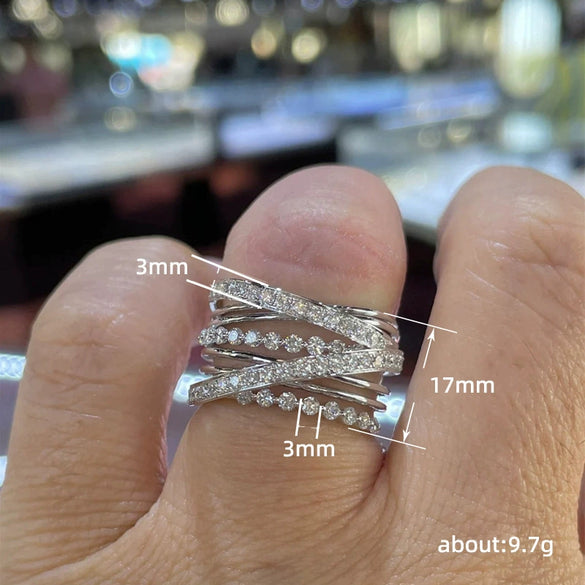 Wholesale Women's Fashion Geometric Copper Ring With Inlaid Zircon